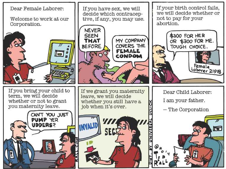 Political/Editorial Cartoon by Ted Rall on Another 5-4 Supreme Court Decision