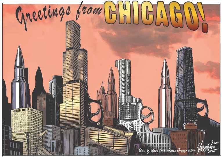 Political/Editorial Cartoon by Darrin Bell, Washington Post Writers Group on Dozens Shot in Chicago
