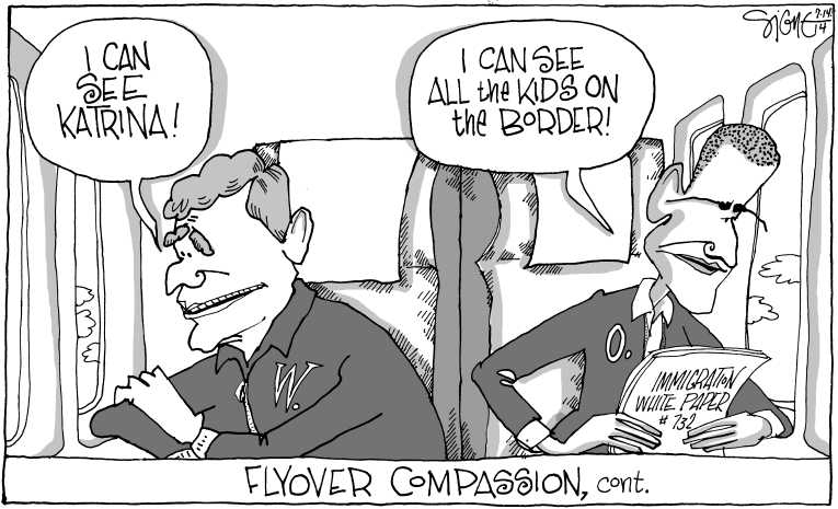 Political/Editorial Cartoon by Signe Wilkinson, Philadelphia Daily News on Crisis at Border Escalates