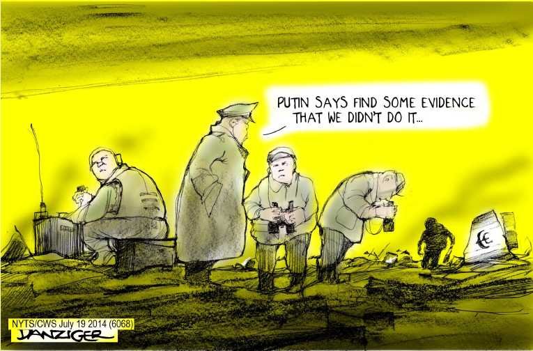 Political/Editorial Cartoon by Jeff Danziger, CWS/CartoonArts Intl. on Malaysia Flight 17 Shot Down