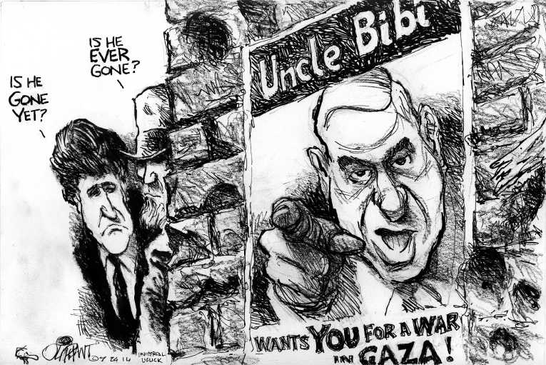 Political/Editorial Cartoon by Pat Oliphant, Universal Press Syndicate on 1000 Dead in Gaza