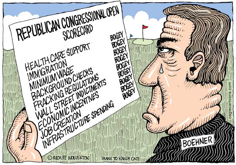 Political/Editorial Cartoon by Monte Wolverton, Cagle Cartoons on GOP Unhappy With President