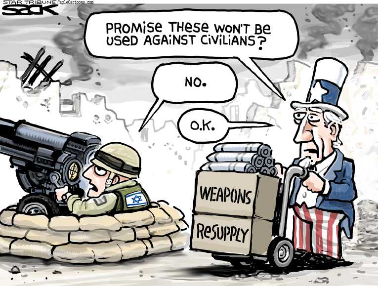 Political/Editorial Cartoon by Steve Sack, Minneapolis Star Tribune on Cease Fire Holding