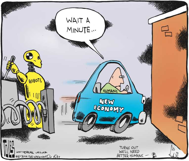 Political/Editorial Cartoon by Tom Toles, Washington Post on Middle Class Looking Ahead