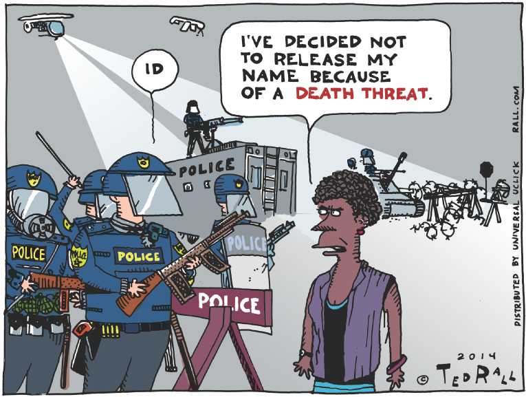 Political/Editorial Cartoon by Ted Rall on Unarmed Black Killed by Police
