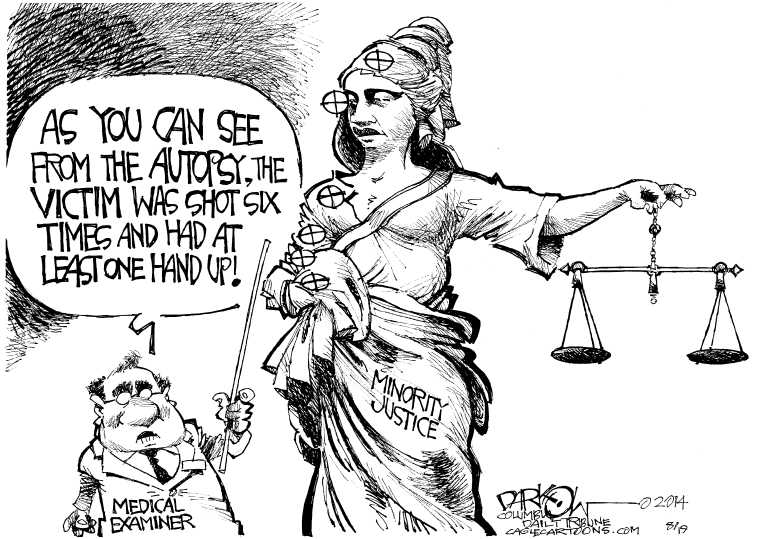 Political/Editorial Cartoon by John Darkow, Columbia Daily Tribune, Missouri on Unarmed Black Killed by Police
