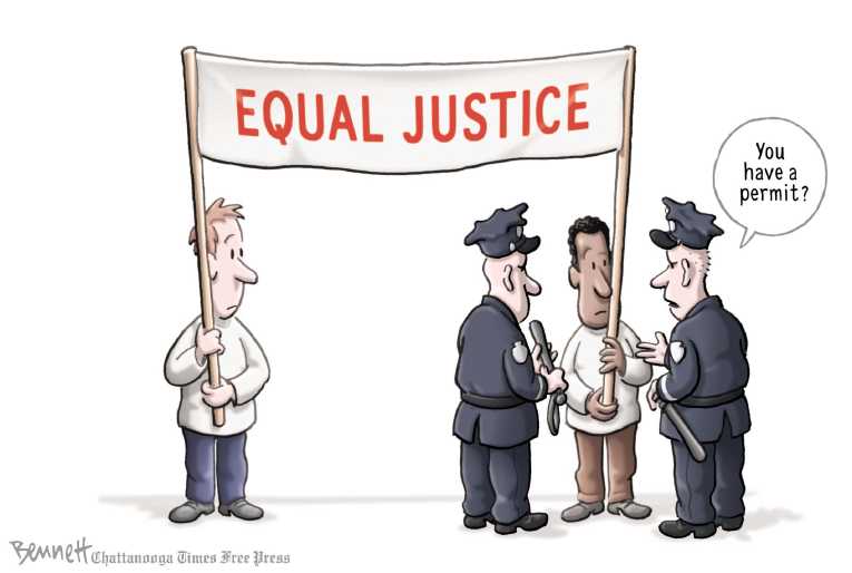 Political/Editorial Cartoon by Clay Bennett, Chattanooga Times Free Press on Racial Tensions Rise