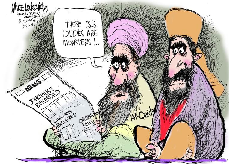 Political/Editorial Cartoon by Mike Luckovich, Atlanta Journal-Constitution on Chaos Reigns in “Iraq” & “Syria”