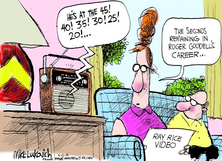 Political/Editorial Cartoon by Mike Luckovich, Atlanta Journal-Constitution on Violence Threatens NFL
