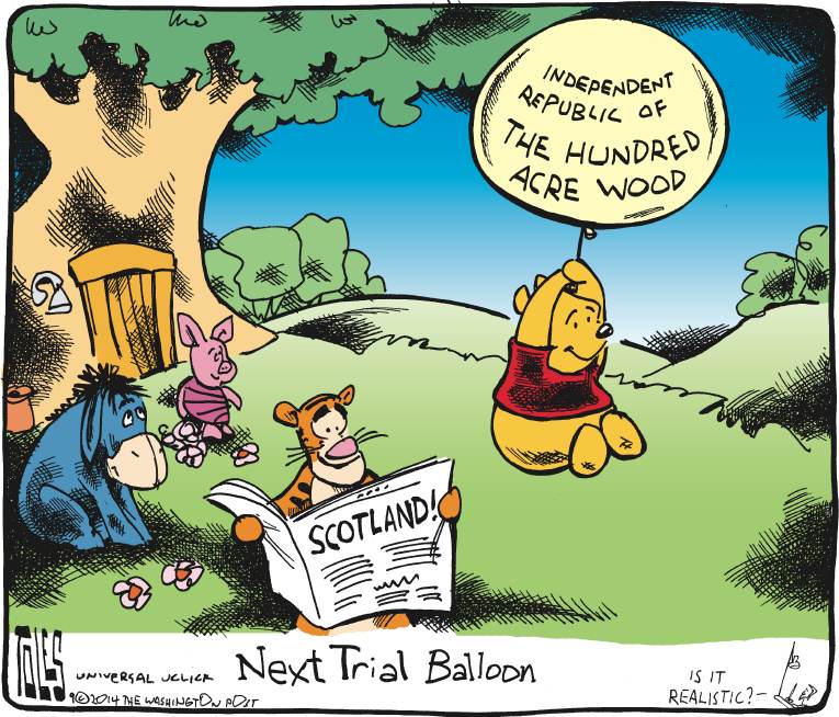 Political/Editorial Cartoon by Tom Toles, Washington Post on Scotland to Vote on Independence