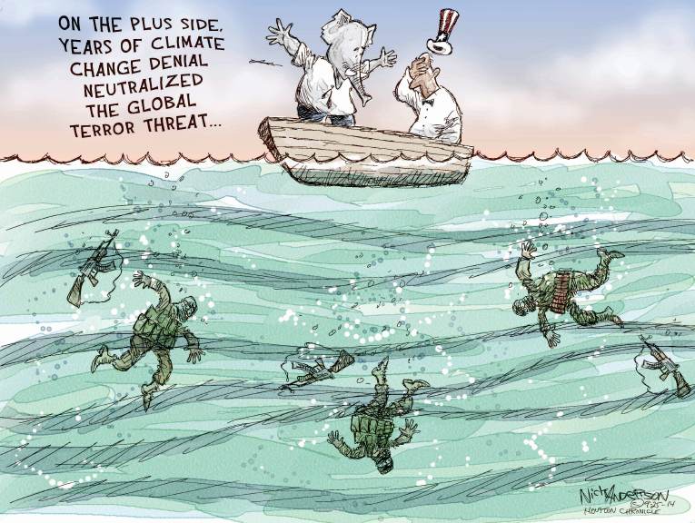 Political/Editorial Cartoon by Nick Anderson, Houston Chronicle on Millions March for Climate Action