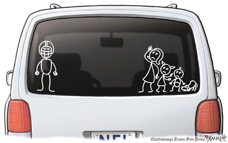 Political/Editorial Cartoon by Clay Bennett, Chattanooga Times Free Press on NFL Takes Big Hit