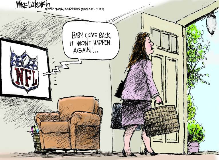 Political/Editorial Cartoon by Mike Luckovich, Atlanta Journal-Constitution on NFL Takes Big Hit