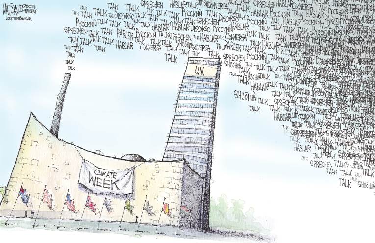 Political/Editorial Cartoon by Matt Davies, Journal News on Climate Change Debate Continues