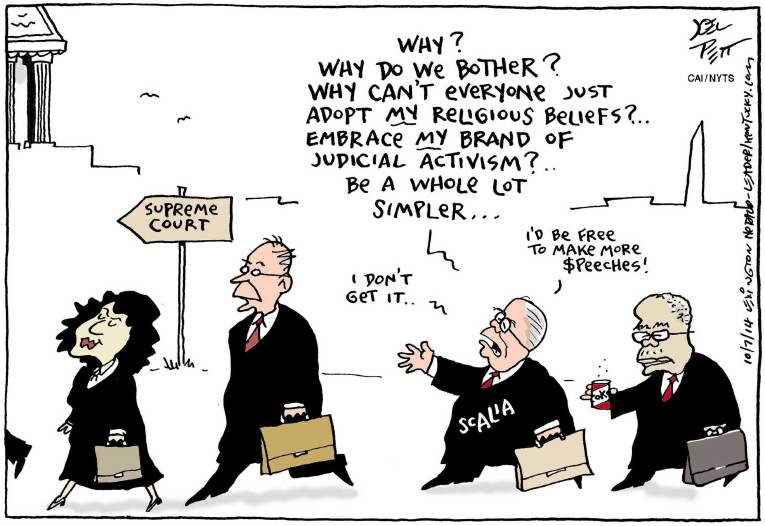 Political/Editorial Cartoon by Joel Pett, Lexington Herald-Leader, CWS/CartoonArts Intl. on Big Victory For Gay Marriage
