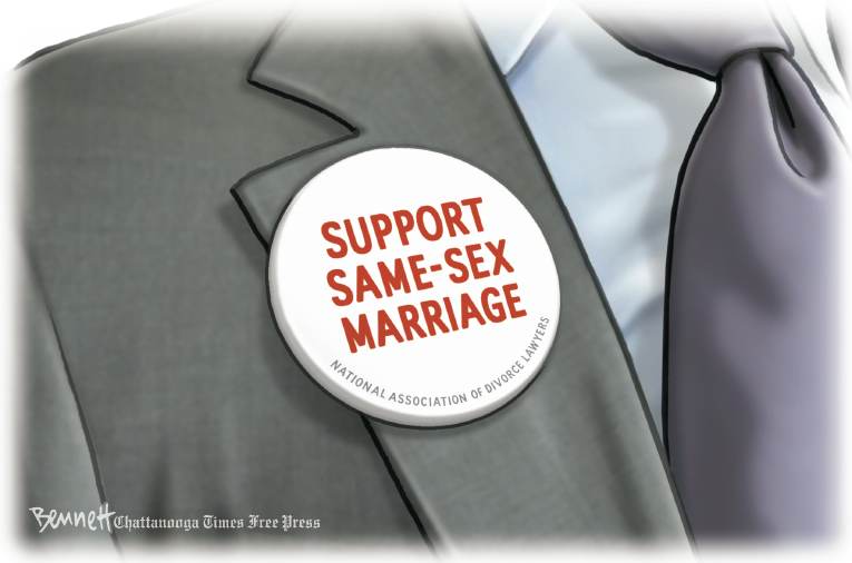 Political/Editorial Cartoon by Clay Bennett, Chattanooga Times Free Press on Big Victory For Gay Marriage