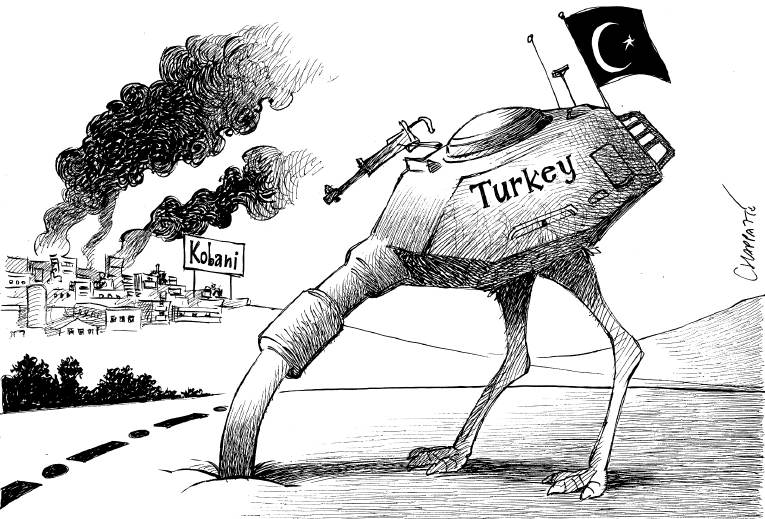 Political/Editorial Cartoon by Patrick Chappatte, International Herald Tribune on Bombing of ISIS Intensifies