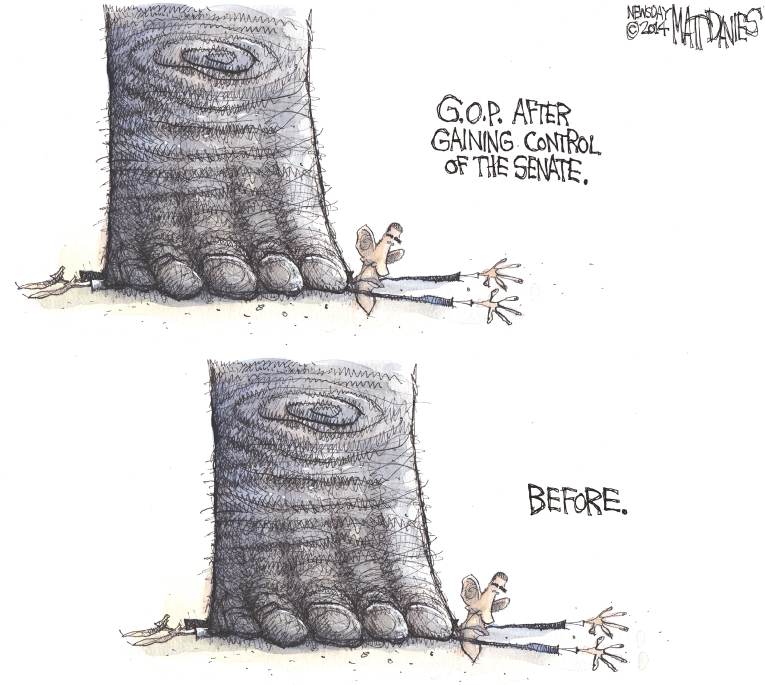 Political/Editorial Cartoon by Matt Davies, Journal News on President Calmly Accepts Results