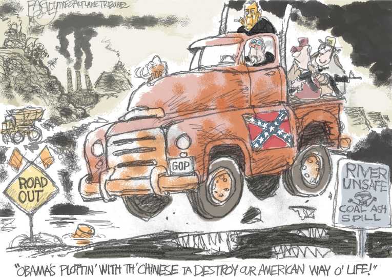 Political/Editorial Cartoon by Pat Bagley, Salt Lake Tribune on US, China Reach CO2 Agreement