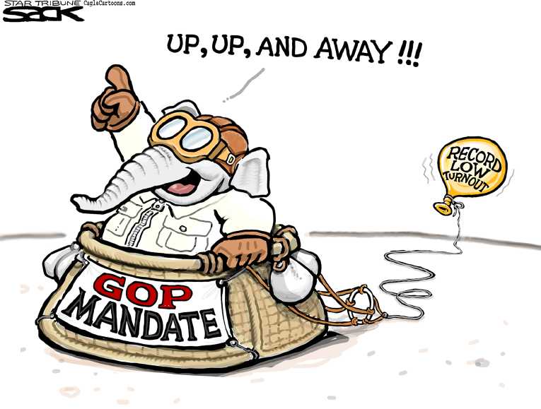 Political/Editorial Cartoon by Steve Sack, Minneapolis Star Tribune on Republicans Savoring Big Wins