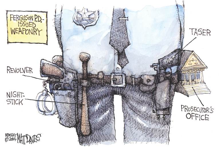 Political/Editorial Cartoon by Steve Sack, Minneapolis Star Tribune on No Indictment for Wilson