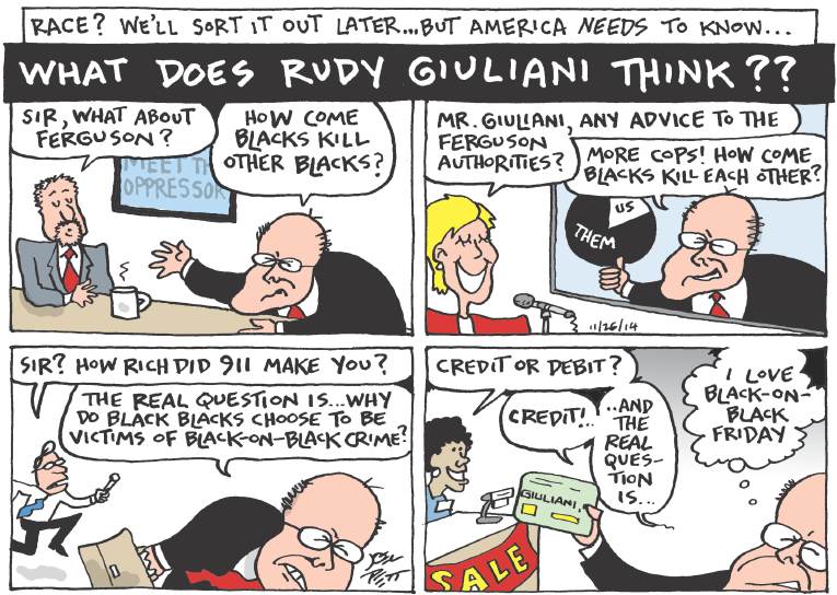 Political/Editorial Cartoon by Joel Pett, Lexington Herald-Leader, CWS/CartoonArts Intl. on No Indictment for Wilson
