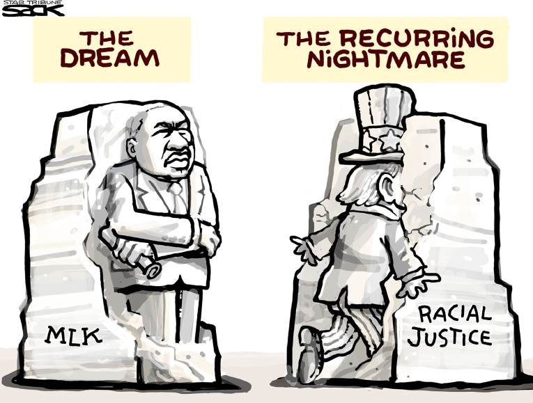 Political/Editorial Cartoon by Steve Sack, Minneapolis Star Tribune on No Indictment for Wilson