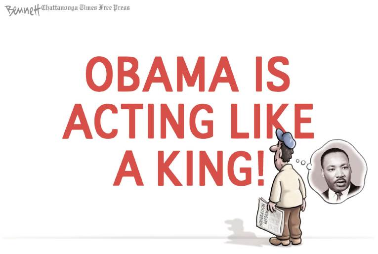 Political/Editorial Cartoon by Clay Bennett, Chattanooga Times Free Press on Obama Defies Republicans
