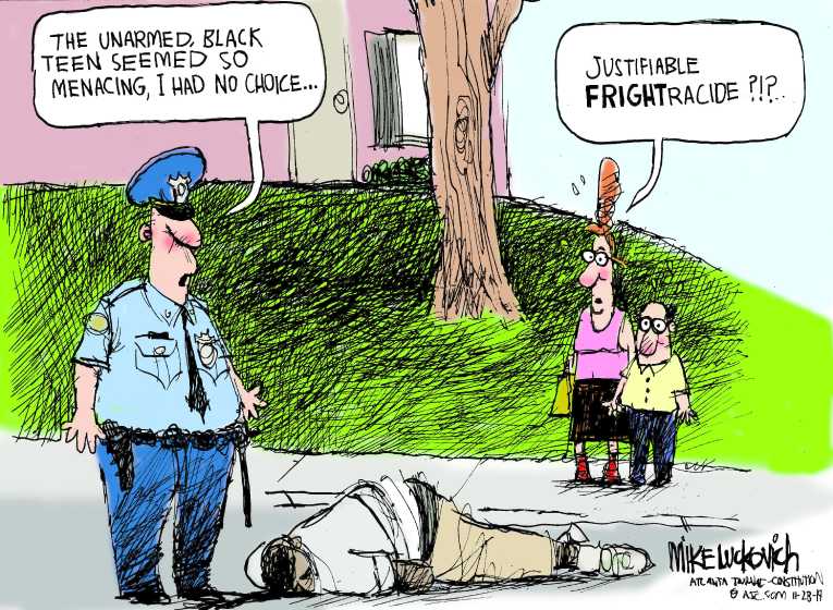 Political/Editorial Cartoon by Mike Luckovich, Atlanta Journal-Constitution on No Indictments in Garner Case