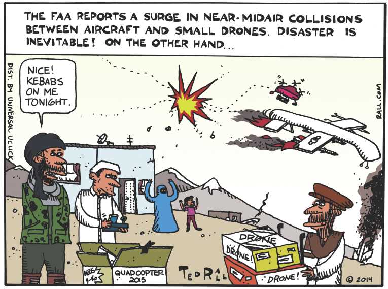 Political/Editorial Cartoon by Ted Rall on Iran Joins US in War Effort