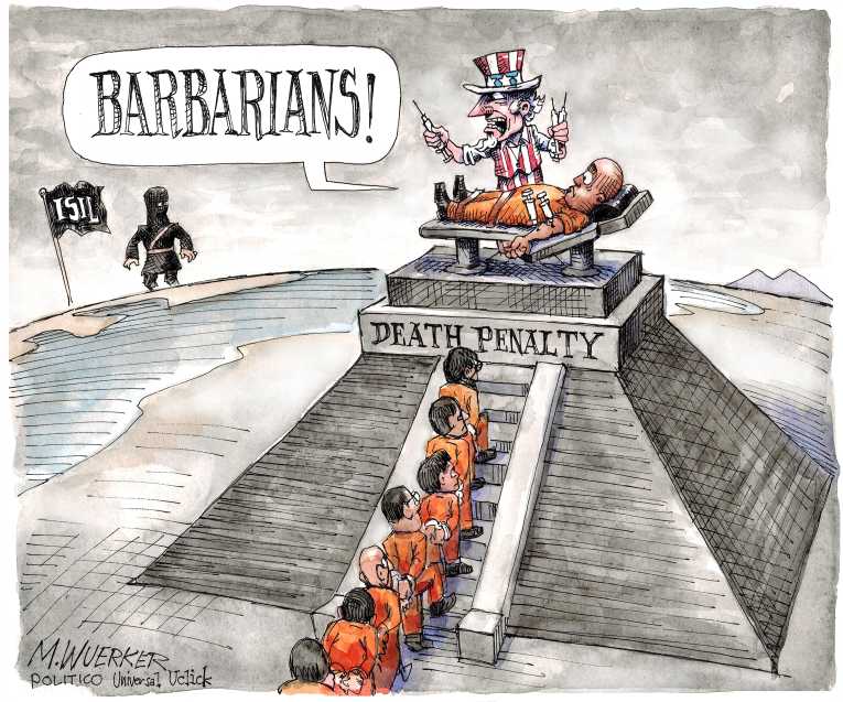 Political/Editorial Cartoon by Matt Wuerker, Politico on Iran Joins US in War Effort