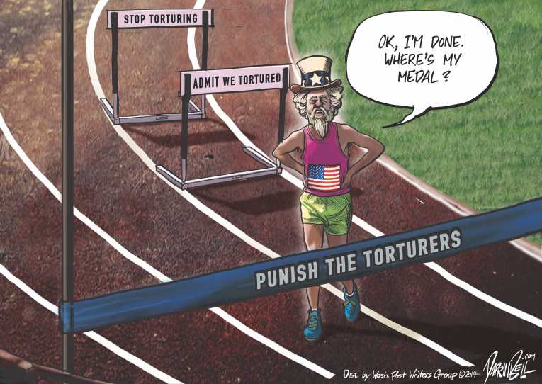 Political/Editorial Cartoon by Darrin Bell, Washington Post Writers Group on Senate Releases Torture Report