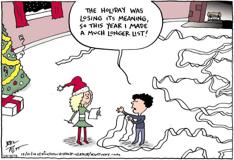 Political/Editorial Cartoon by Joel Pett, Lexington Herald-Leader, CWS/CartoonArts Intl. on Americans Celebrate Christmas