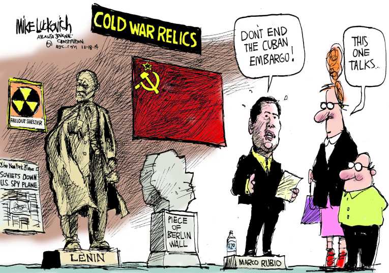 Political/Editorial Cartoon by Mike Luckovich, Atlanta Journal-Constitution on Obama Normalizes Cuba Relations