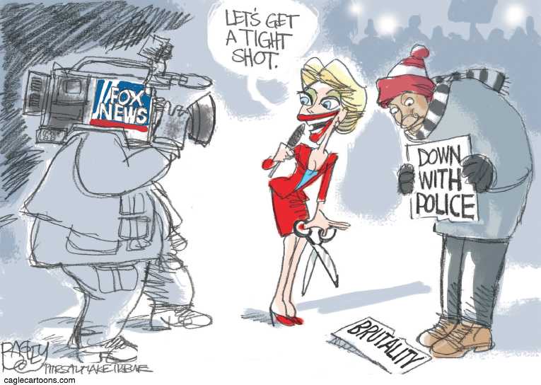 Political/Editorial Cartoon by Pat Bagley, Salt Lake Tribune on Two Cops Gunned Down