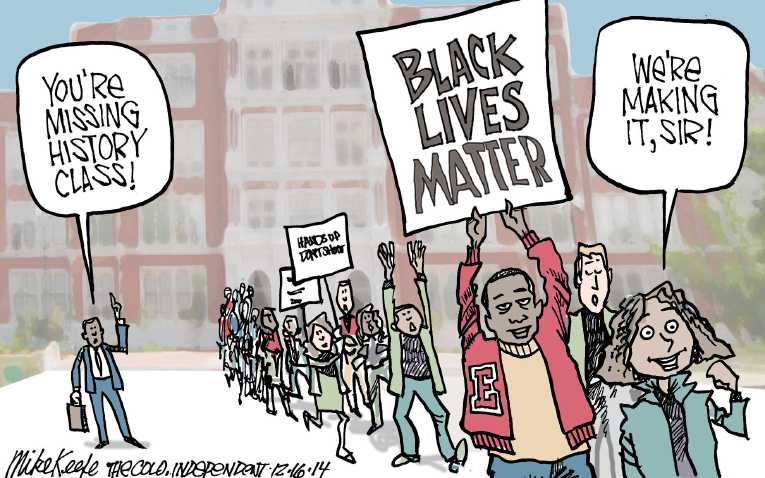 Political/Editorial Cartoon by Mike Keefe, Denver Post on Two Cops Gunned Down