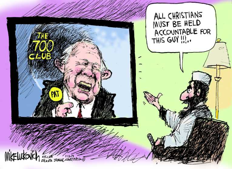 Political/Editorial Cartoon by Mike Luckovich, Atlanta Journal-Constitution on Millions March In France