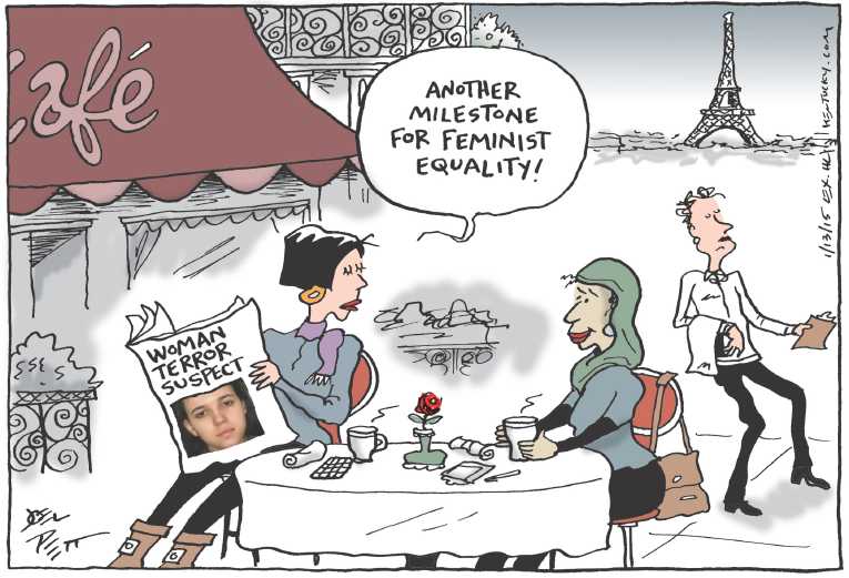 Political/Editorial Cartoon by Joel Pett, Lexington Herald-Leader, CWS/CartoonArts Intl. on Millions March In France