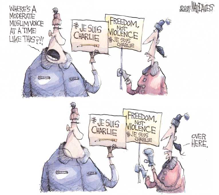 Political/Editorial Cartoon by Matt Davies, Journal News on Millions March In France
