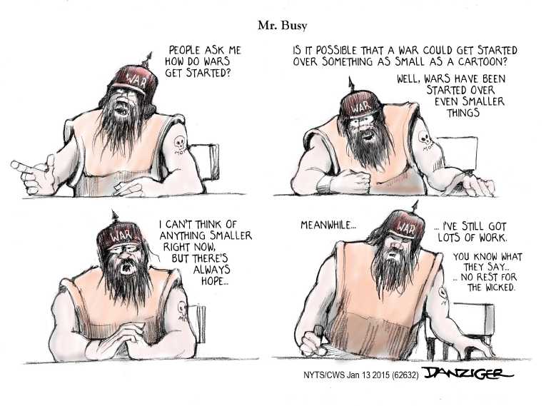 Political/Editorial Cartoon by Jeff Danziger, CWS/CartoonArts Intl. on Millions March In France
