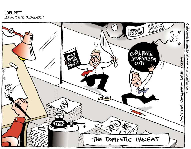Political/Editorial Cartoon by Joel Pett, Lexington Herald-Leader, CWS/CartoonArts Intl. on Millions March In France
