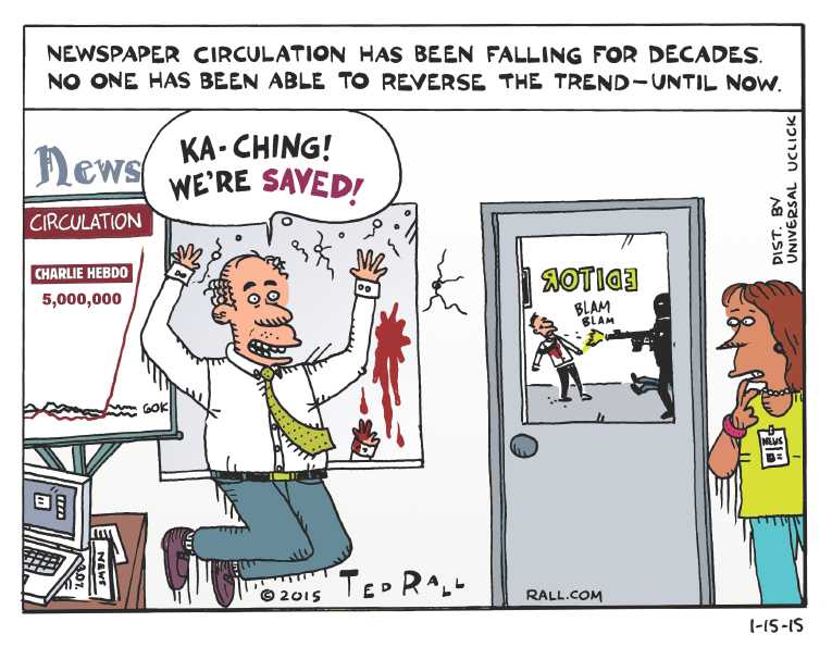 Political/Editorial Cartoon by Ted Rall on Millions March In France
