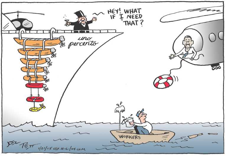Political/Editorial Cartoon by Joel Pett, Lexington Herald-Leader, CWS/CartoonArts Intl. on One Percenters Under Atttack