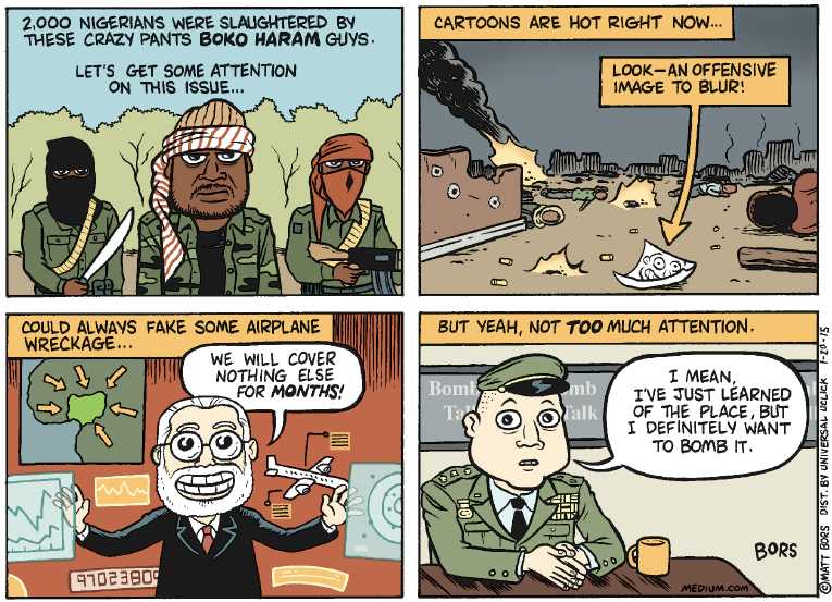 Political/Editorial Cartoon by Matt Bors on Terror in France Subsides