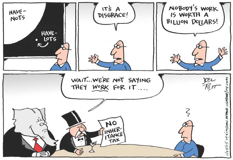 Political/Editorial Cartoon by Joel Pett, Lexington Herald-Leader, CWS/CartoonArts Intl. on Economic Milestone Reacheds