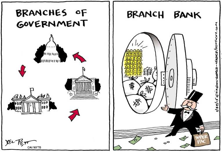 Political/Editorial Cartoon by Joel Pett, Lexington Herald-Leader, CWS/CartoonArts Intl. on America Reshapes Elections