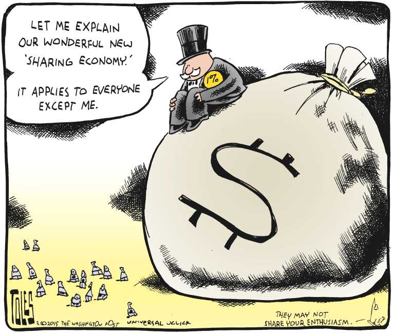 Political/Editorial Cartoon by Tom Toles, Washington Post on New Economy Emerging
