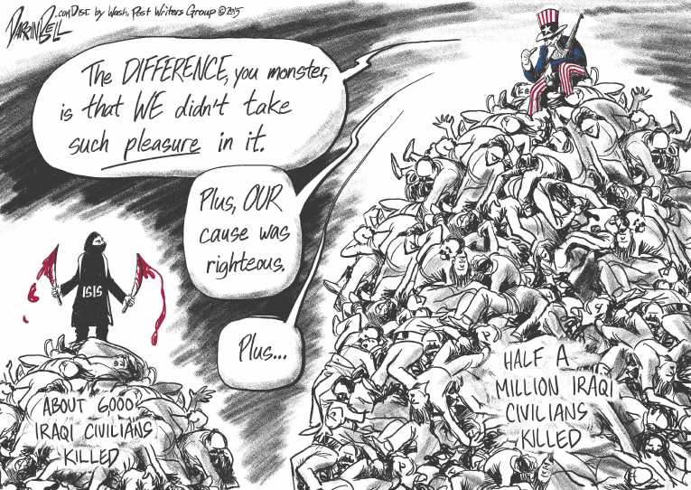 Political/Editorial Cartoon by Darrin Bell, Washington Post Writers Group on Death Toll Mounts