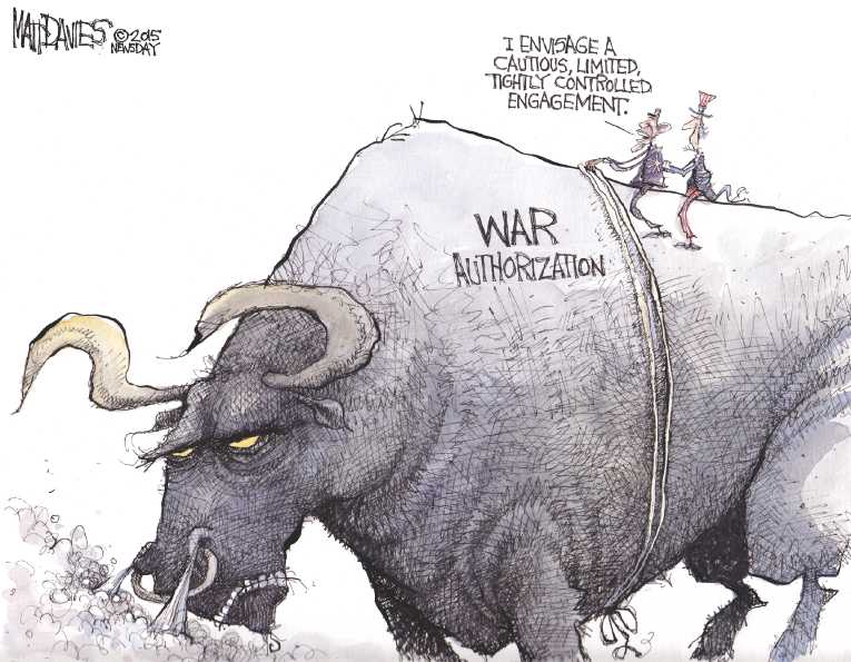 Political/Editorial Cartoon by Matt Davies, Journal News on President Seeking More Powers