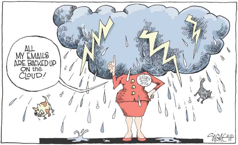 Political/Editorial Cartoon by Signe Wilkinson, Philadelphia Daily News on Hillary Denies Wrongdoing